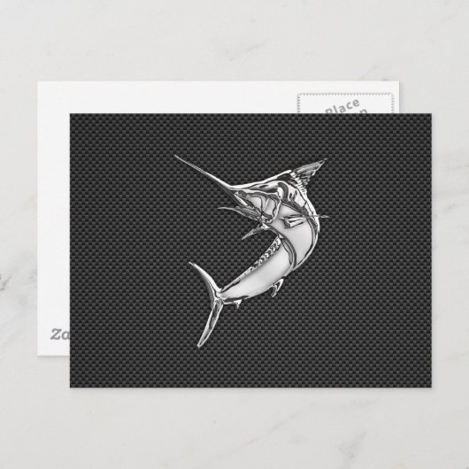 Chrome Style Marlin op koolstofvezel Briefkaart (Voorkant / Achterkant)