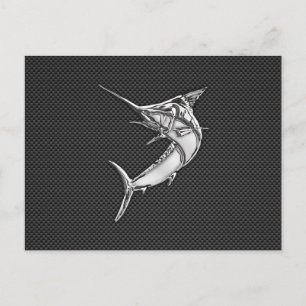 Chrome Style Marlin op koolstofvezel Briefkaart