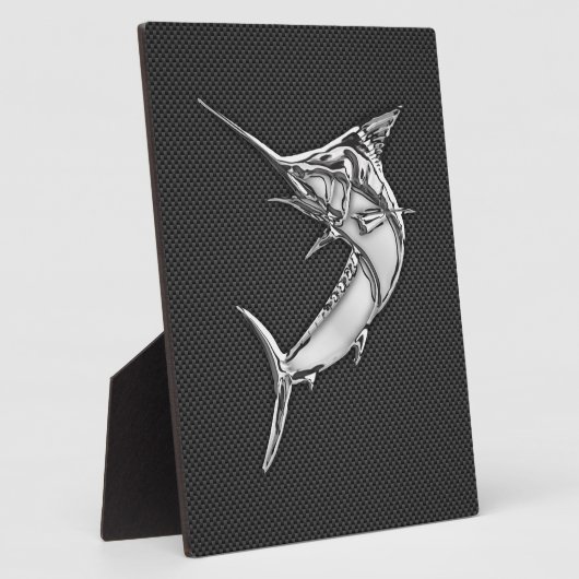 Chrome Style Marlin op koolstofvezel Fotoplaat (Zijkant)