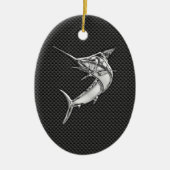 Chrome Style Marlin op koolstofvezel Keramisch Ornament (Voorkant)