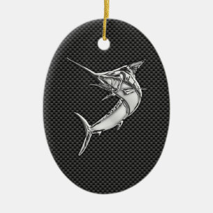 Chrome Style Marlin op koolstofvezel Keramisch Ornament