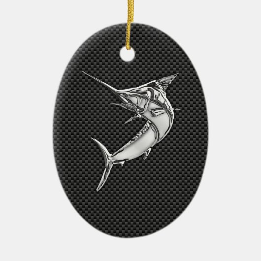 Chrome Style Marlin op koolstofvezel Keramisch Ornament (Voorkant)