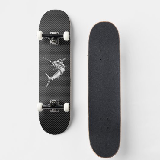 Chrome Style Marlin op koolstofvezel Persoonlijk Skateboard (Voorkant)