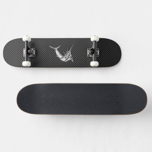 Chrome Style Marlin op koolstofvezel Persoonlijk Skateboard (Horizontaal)