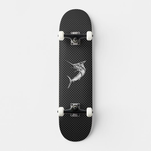 Chrome Style Marlin op koolstofvezel Persoonlijk Skateboard (Voorkant)