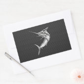 Chrome Style Marlin op koolstofvezel Rechthoekige Sticker (Envelop)