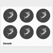Chrome Style Marlin op koolstofvezel Ronde Sticker (Vel)