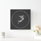 Chrome Style Marlin op koolstofvezel Vierkante Klok (Huis)