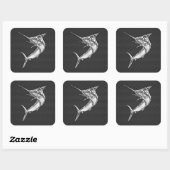 Chrome Style Marlin op koolstofvezel Vierkante Sticker (Vel)