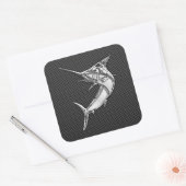 Chrome Style Marlin op koolstofvezel Vierkante Sticker (Envelop)
