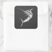 Chrome Style Marlin op koolstofvezel Vierkante Sticker (Tas)