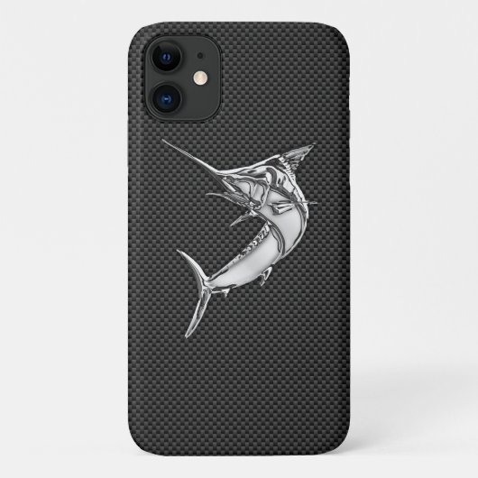 Chrome Style Marlin op koolstofvezeldecor Case-Mate iPhone Case (Achterkant)