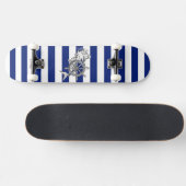 Chrome Style Mermaid op Nautical Stripes Skateboard (Horizontaal)