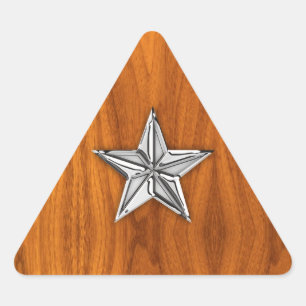 Chrome Style Nautical Star op Teak Veneer Sticker