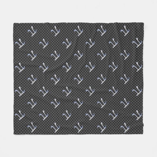 Chrome Style Pi-symbool op koolstofvezel afdrukken Fleece Deken (Voorkant (Horizontaal))
