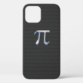 Chrome Style Pi-symbool op zwarte koolstofvezel af Case-Mate iPhone Case (Achterkant)