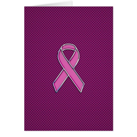 Chrome Style Pink Ribbon Awareness Carbon Fibre (Voorkant)