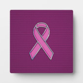 Chrome Style Pink Ribbon Awareness Carbon Fibre Fotoplaat (Voorkant)