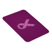 Chrome Style Pink Ribbon Awareness Carbon Fibre Magneet (Rechterzijde)