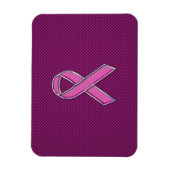 Chrome Style Pink Ribbon Awareness Carbon Fibre Magneet (Verticaal)