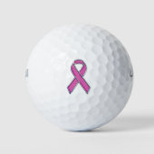 Chrome Style Pink Ribbon Awareness Golfballen (Voorkant)