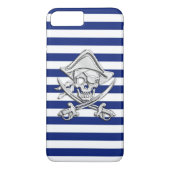 Chrome Style Pirate op Nautical Stripes Case-Mate iPhone Case (Achterkant)