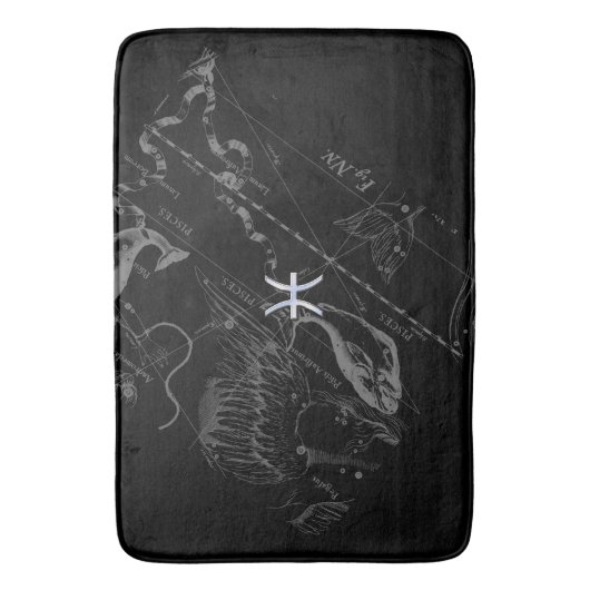 Chrome Style Pisces Zodiac Sign on Hevelius Badmat (Voorkant Verticaal)