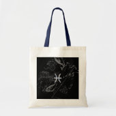 Chrome Style Pisces Zodiac Sign on Hevelius Tote Bag (Voorkant)