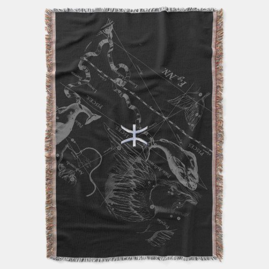 Chrome Style Pisces Zodiac Symbol op Hevelius Deken (Voorkant Verticaal)
