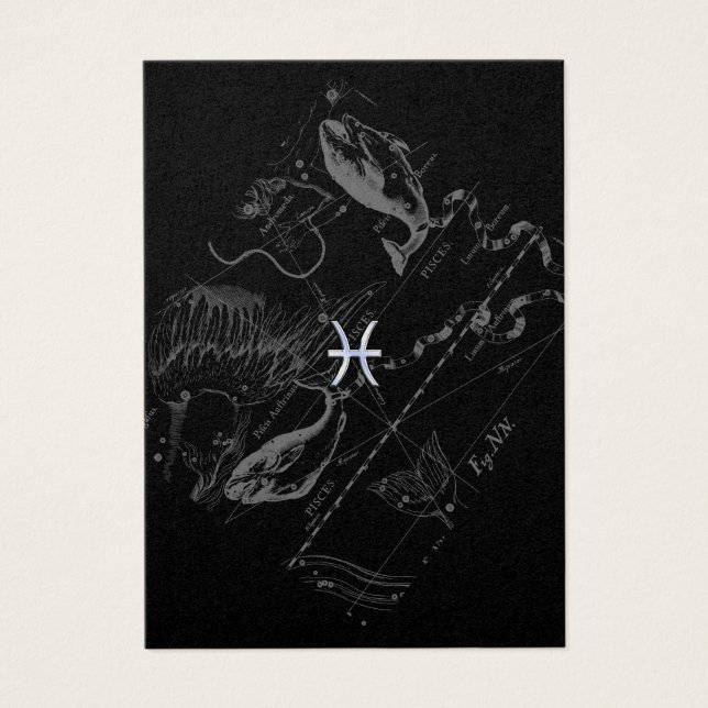 Chrome Style Pisces Zodiac Symbol op Hevelius Visitekaartjes (Voorkant)