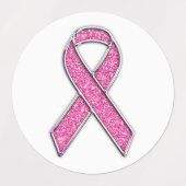 Chrome Style Print Pink Ribbon Awareness Labels (Design 1)