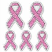 Chrome Style Print Pink Ribbon Awareness Sticker (Voorkant)