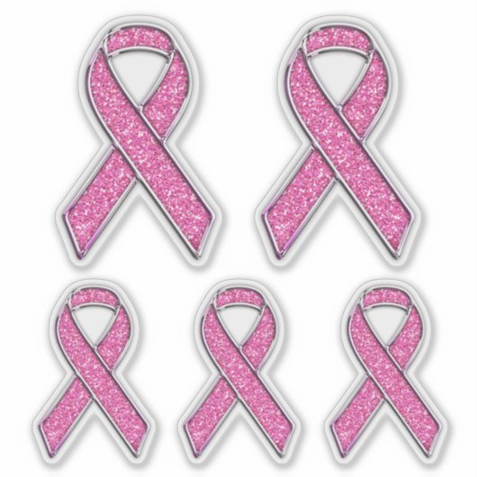 Chrome Style Print Pink Ribbon Awareness Sticker (Voorkant)