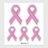 Chrome Style Print Pink Ribbon Awareness Sticker (Vel)