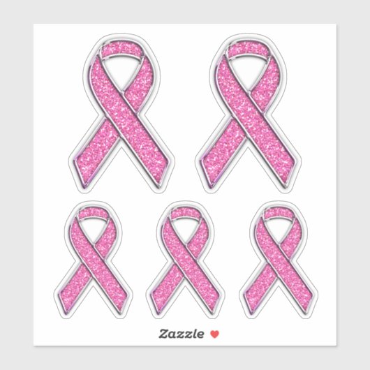 Chrome Style Print Pink Ribbon Awareness Sticker (Vel)
