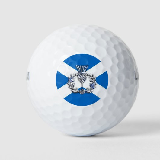 Chrome Style Print Schotse distel op vlag Golfballen (Voorkant)