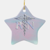 Chrome Style RN Caduceus Medical Moeder Pearl Kijk Keramisch Ornament (Voorkant)