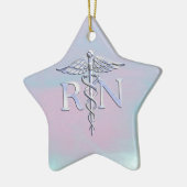 Chrome Style RN Caduceus Medical Moeder Pearl Kijk Keramisch Ornament (Links)