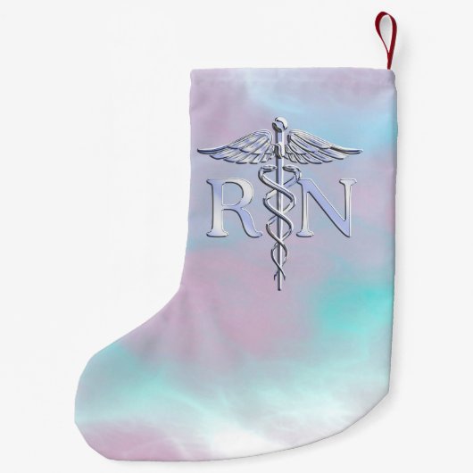 Chrome Style RN Caduceus Medical Moeder Pearl Kijk Kleine Kerstsok (Achterkant)