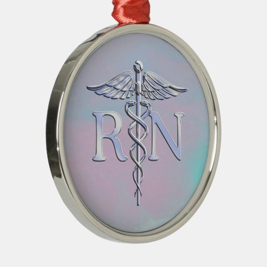 Chrome Style RN Caduceus Medical Moeder Pearl Kijk Metalen Ornament (Rechts)