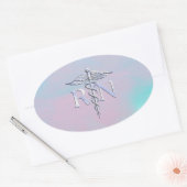 Chrome Style RN Caduceus Medical Moeder Pearl Kijk Ovale Sticker (Envelop)