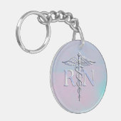 Chrome Style RN Caduceus Medical Moeder Pearl Kijk Sleutelhanger (Voorkant Links)