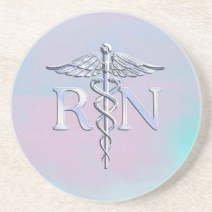 Chrome Style RN Caduceus Medical Moeder Pearl Kijk Zandsteen Onderzetter