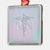 Chrome Style RN Caduceus Medische Moederparel Uite Metalen Ornament (Links)