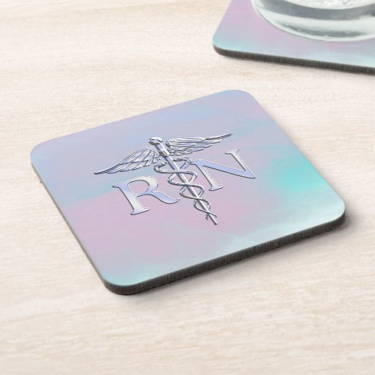 Chrome Style RN Caduceus Medische Moederparel Uitz Bier Onderzetter (Linkerzijde)