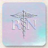 Chrome Style RN Caduceus Medische Moederparel Uitz Bier Onderzetter (Voorkant)