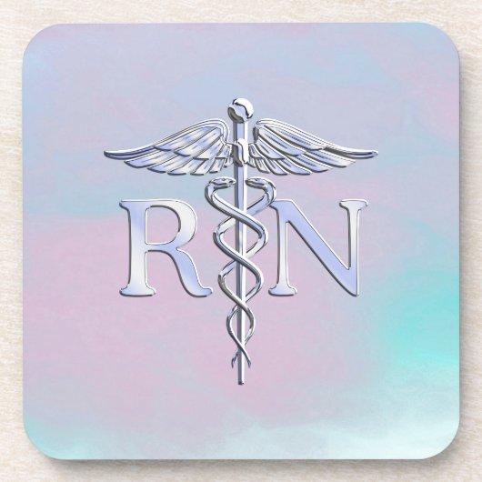 Chrome Style RN Caduceus Medische Moederparel Uitz Bier Onderzetter (Voorkant)