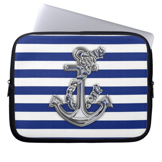 Chrome Style Rope Anchor op marinestapels Laptop Sleeve (Voorkant)