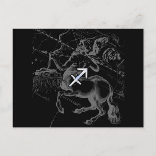 Chrome Style Sagittarius Zodiac Sign on Hevelius Briefkaart