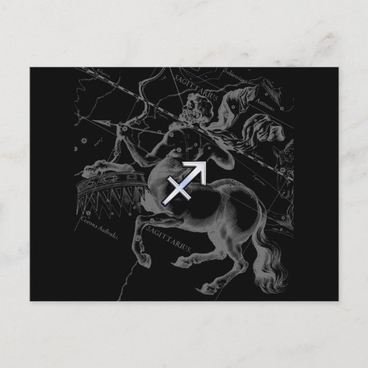Chrome Style Sagittarius Zodiac Sign on Hevelius Briefkaart (Voorkant)